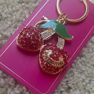 Juicy Couture Pink and Green Cherry Keychain Bagcharm